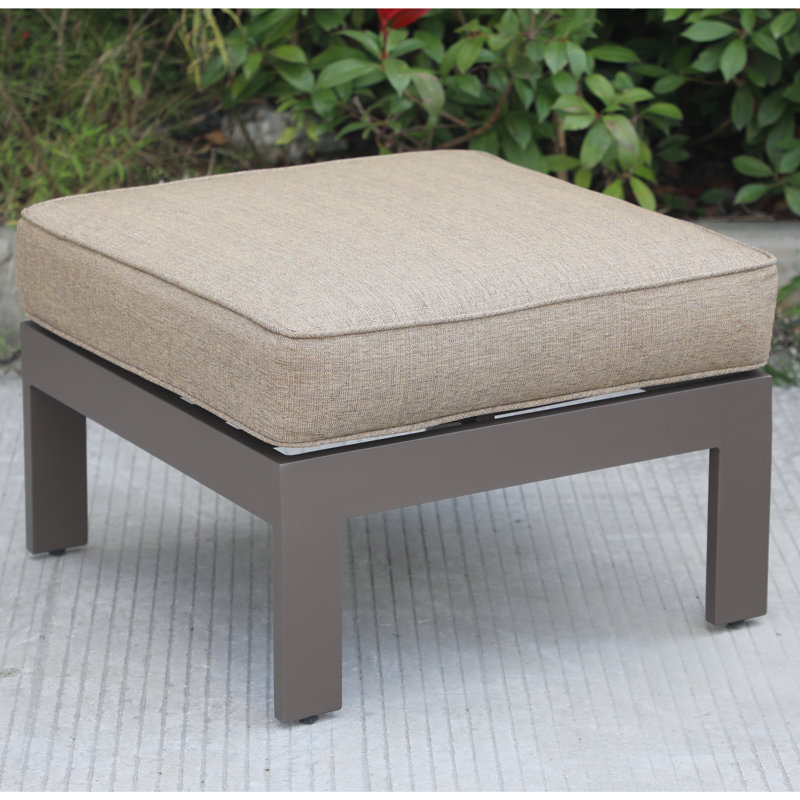 Ebern Designs Torkelson Metal Outdoor Ottoman with Olefin Cushion | Wayfair